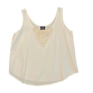 Vintage Judy Knapp Tank Top‎ Cream Sleeveless Beaded Embellished Medium